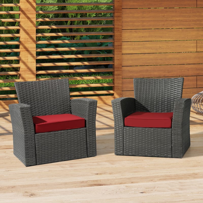 Fading Free All Weather Outdoor Patio Seat Cushions - (Set of 2) - Red