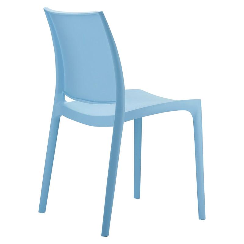 32" Blue Resin Solid Weather Resistant Outdoor Dining Chair