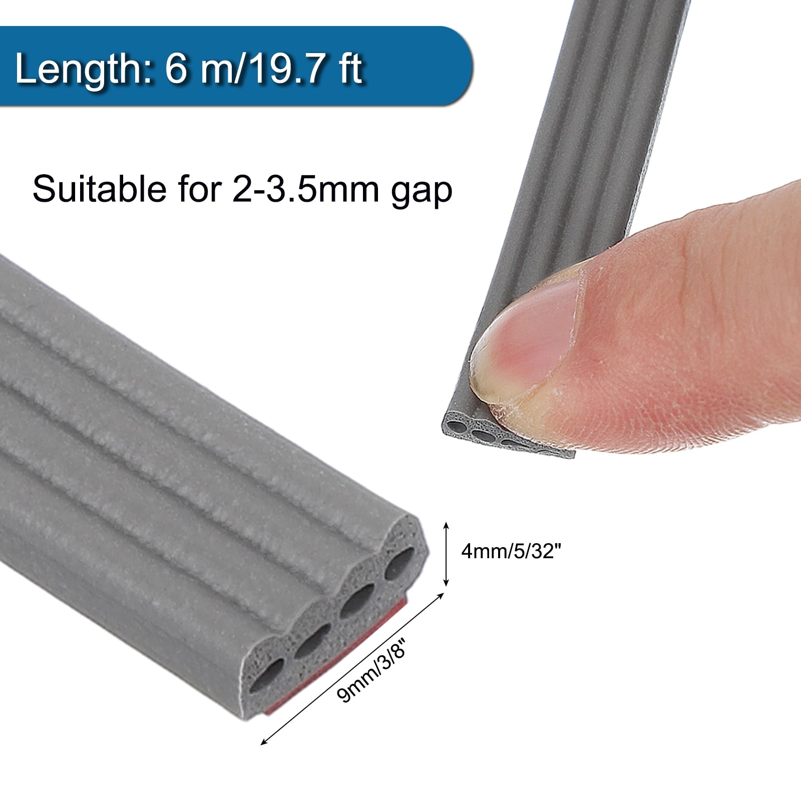 I-Shaped Weather Stripping Door Seal Strip, Self Adhesive Silicone Seal Tape Fit Gap for Door Frame Window