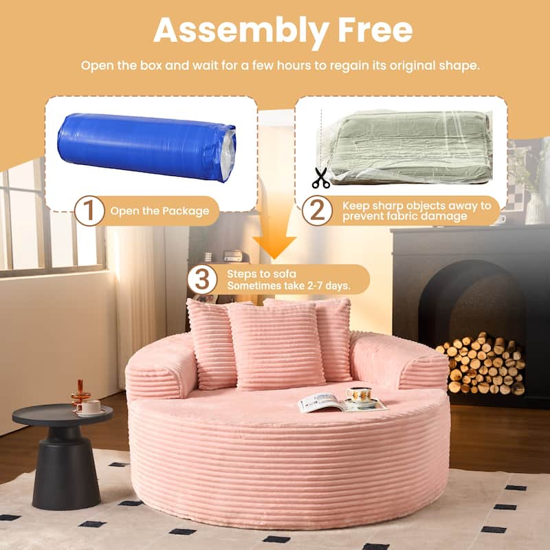 HOOOWOOO Modern Corduroy Fabric Floor Sofa