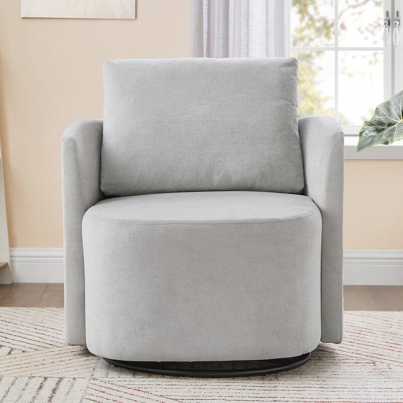 Upholstered Swivel Sofa Chair with Curved Desig