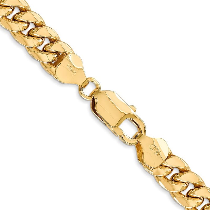 Curata 10k Yellow Gold Unisex 7" 8" 9"Wide Semi solid 7.3mm Miami Curb Chain Bracelet