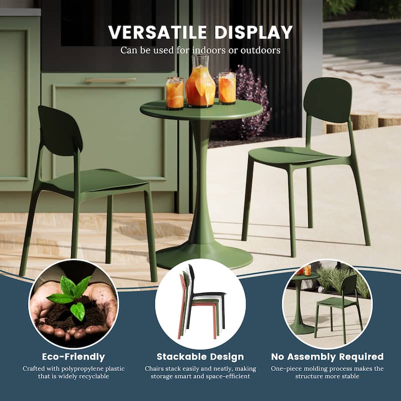 Frond and Form Outdoor Patio Stacking Dining Side Chair (Set of 2)
