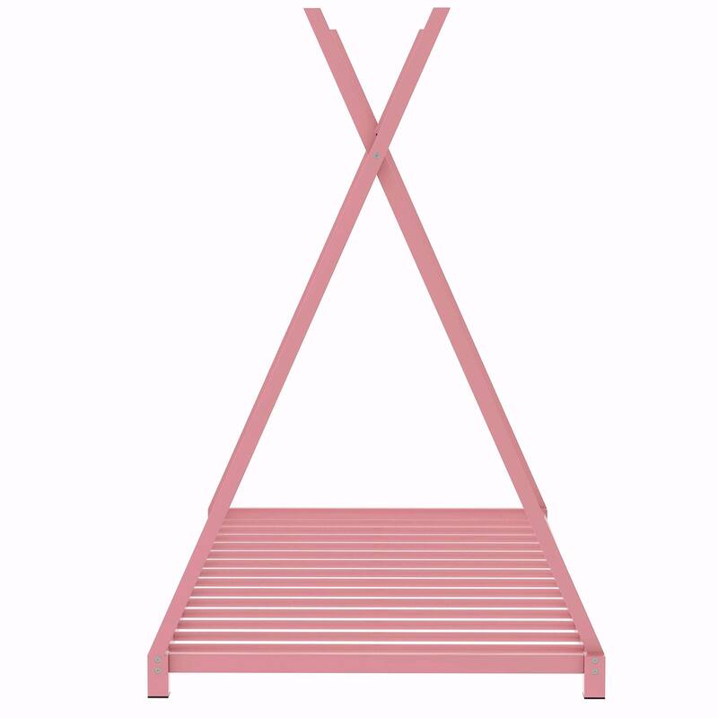 Metal Twin Size House Platform Bed with Triangle Structure