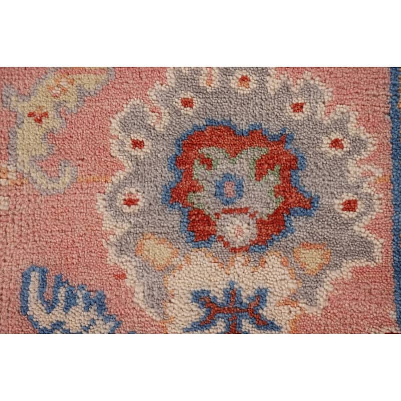 Floral Oushak Oriental Area Rug Hand-Knotted Wool Carpet - 4'0"x 5'9"