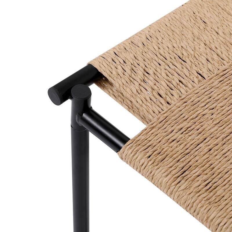 Natural Handwoven Paper Rope Vanity Stool & Entryway Ottoman - browm - N/A