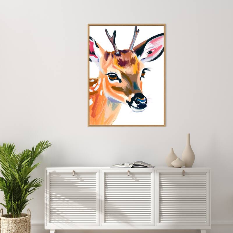 Reh Deer by Ohkimiko Framed Canvas Wall Art