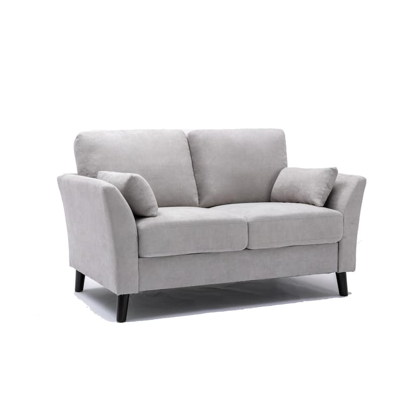 Otto2 Piece Sofa and Loveseat Set with Padded Cushions, Gray Velvet Fabric