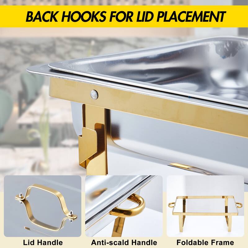 2/4 Packs Chafing Dishes for Buffet 8QT Stainless Steel