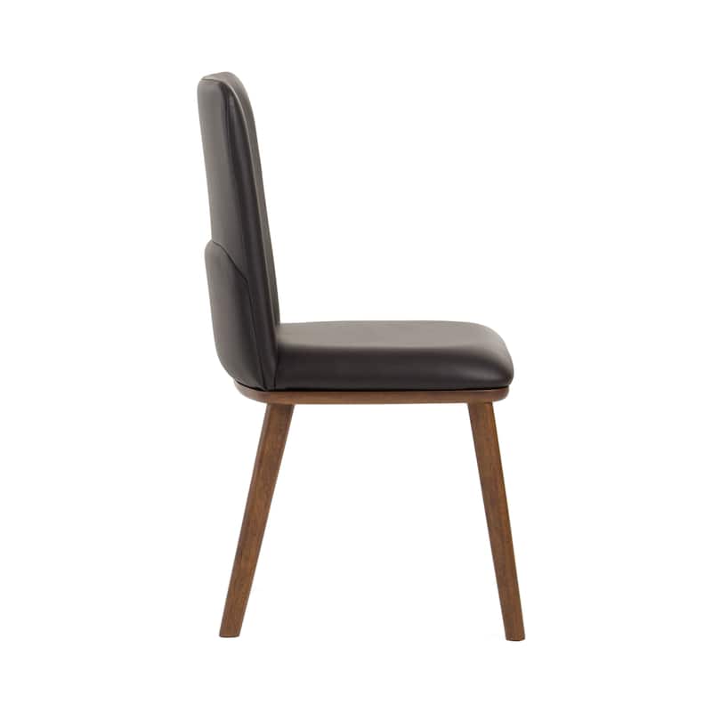Modrest Utah Modern Walnut and Brown Eco-Leather Dining Chair- Set of 2