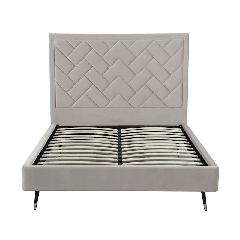 Manhattan Comfort Crosby Velvet Upholstered Bed