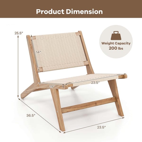 dimension image slide 0 of 2, Costway Mid Century Modern Accent Chair with Ottoman Teak Wooden Frame - See Details