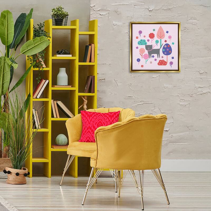 Stupell Pastel Whimsical Cat & Trees Framed Floater Canvas Wall Art Design By Sazerelli Designs