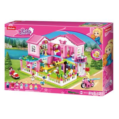 Sluban Kids Girls Dream Villa 896 Pc Building Blocks for Kids, Colorful 3D Stackable Toys, Fun DIY Building and Creative Play