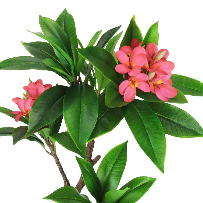 3ft Fuchsia Artificial Plumeria Flower Tree Tropical Plant in Black Pot - 36" H x 20" W x 17" DP
