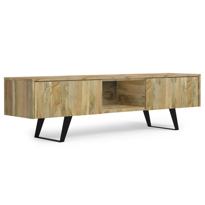 WYNDENHALL Mitchell SOLID WOOD 72 inch Wide Modern Industrial TV Media Stand For TVs up to 80 inches