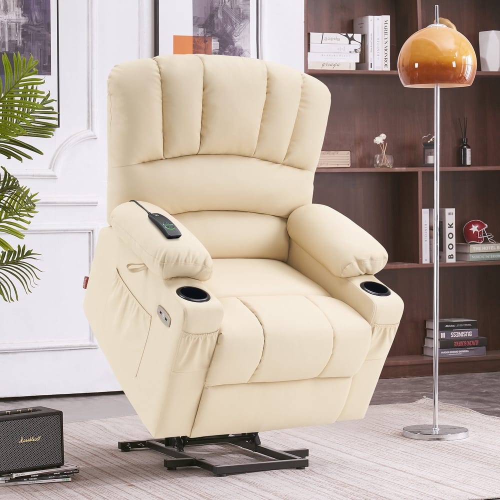 MCombo Power Lift Recliner Chair, Massage and Heat for Elderly, Extended Footrest,Cup Holders, USB Ports 7095