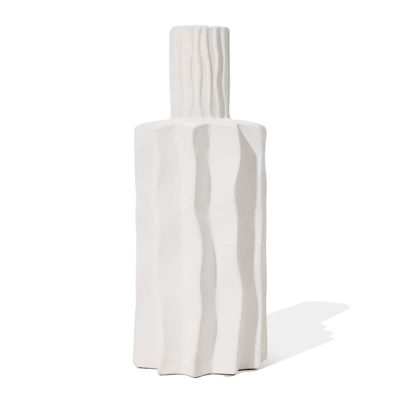 White Fluted Stoneware Table Vase (Single)