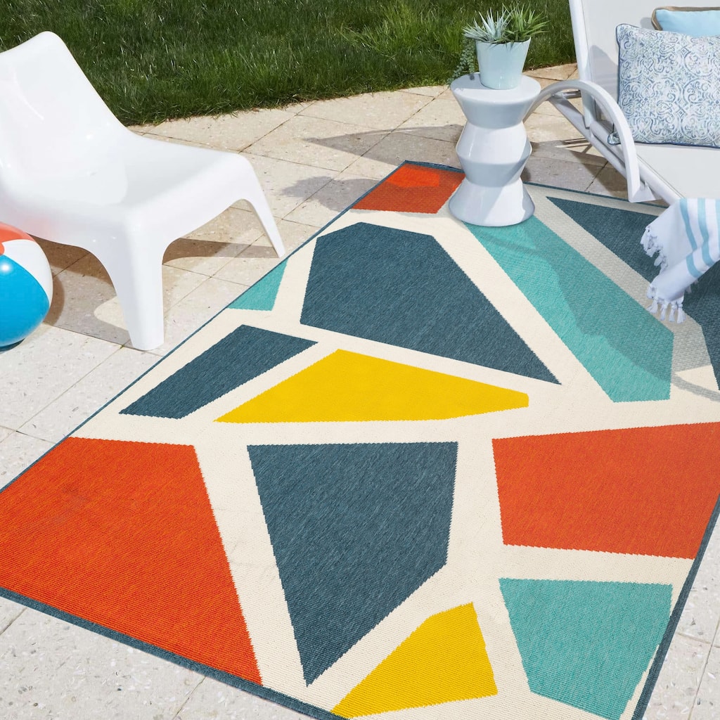 Sevita Geometric Multicolored Graphic Print Modern Polypropylene Area Rug