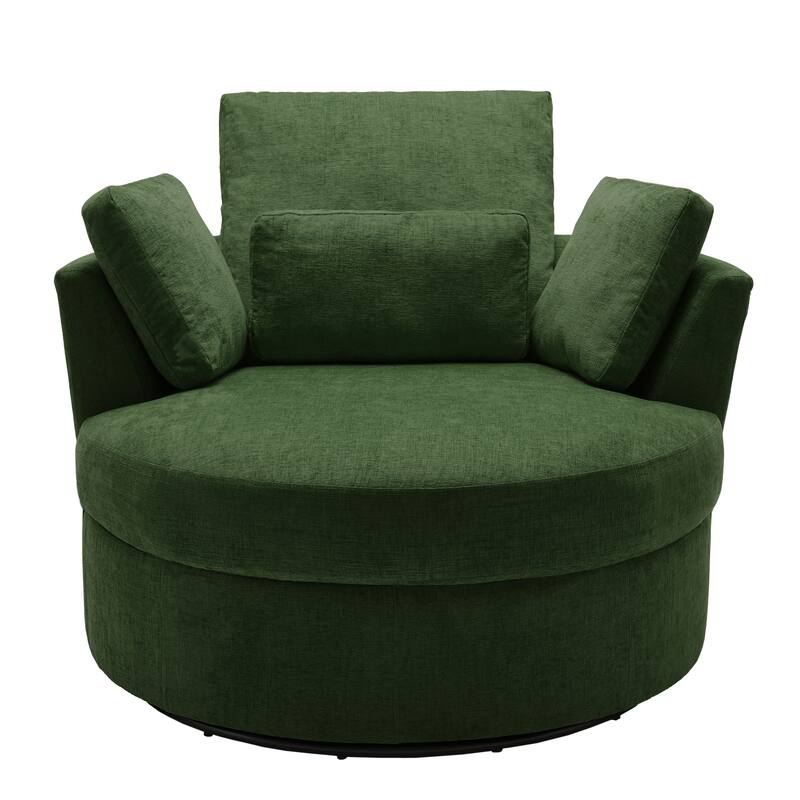 Modern Swivel Barrel Chair, Upholstered Swivel Accent Chair for Living Room