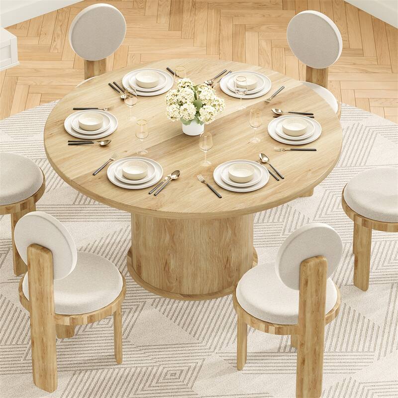 43-Inch Round Wood Kitchen Table for 4 People