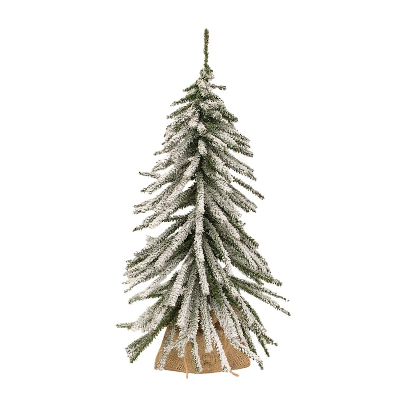 Flocked Mini Downswept Tree With Burlap Base 24" - Green