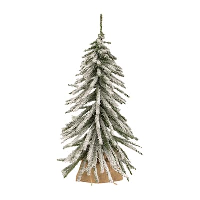 Flocked Mini Downswept Tree With Burlap Base 24" - Green
