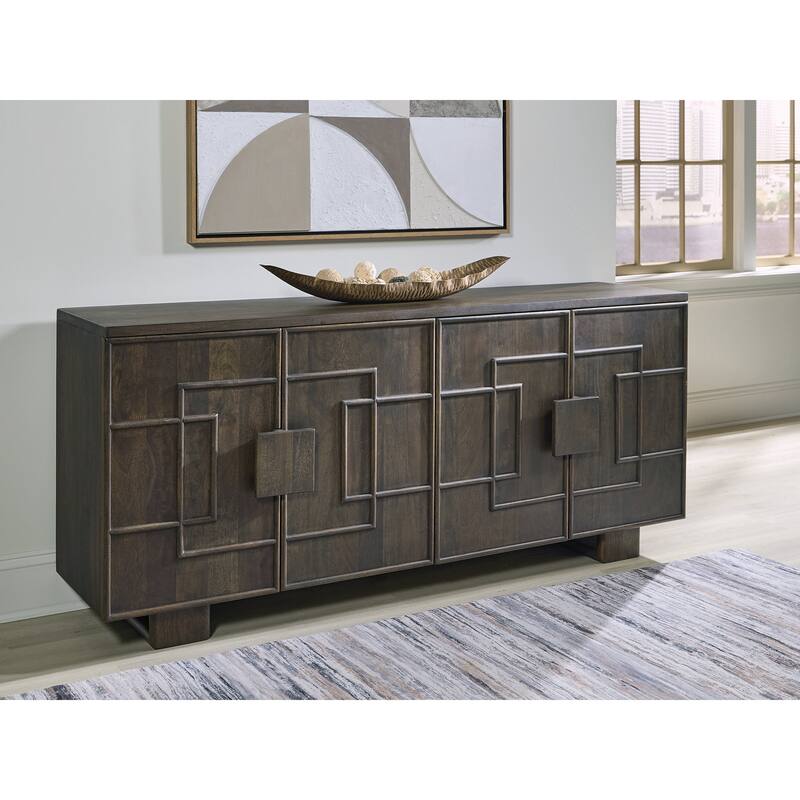 Signature Design by Ashley Cato Dark Brown Accent Cabinet - 67.88" W x 16.25" D x 30.25" H