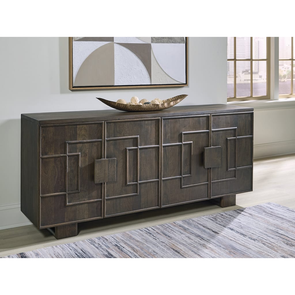 Signature Design by Ashley Cato Dark Brown Accent Cabinet - 67.88" W x 16.25" D x 30.25" H