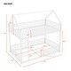 preview thumbnail 19 of 18, Metal House-Shaped Bunk Bed with Fence and Door, Twin Over Twin Floor Bunk Bedframe with Roof Design and Guardrails