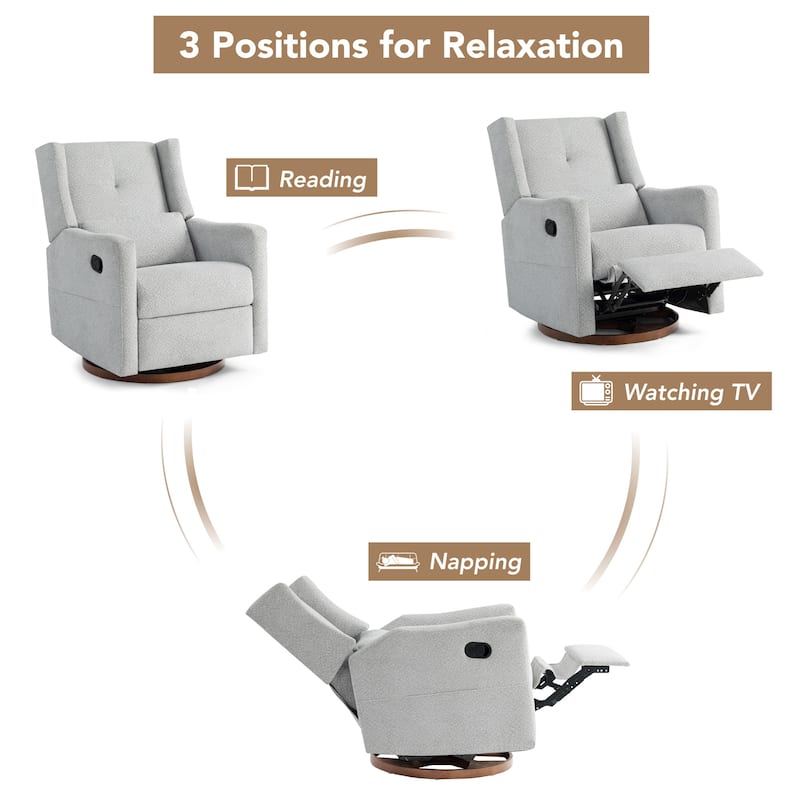 Lincoln Manual Swivel Glider Recliner with Lumbar Pillow