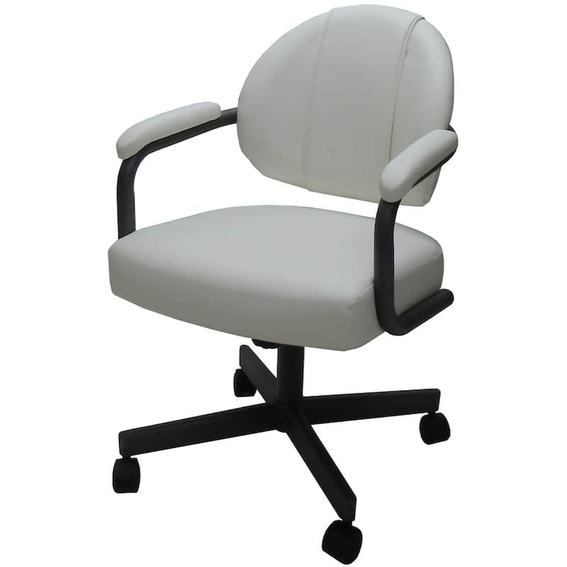 Swivel Tilt Kitchen Chair with Wheels M-70 Casters - N/A - White Vinyl - Gray