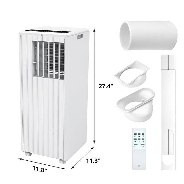 dimension image slide 0 of 2, 8000 BTU Portable Air Conditioner with Dehumidifier Fan Window Installation Kit&Remote Control