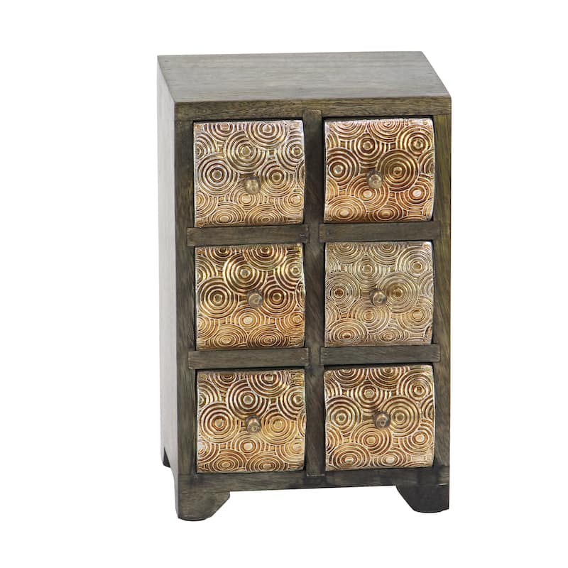 Rustic 10 x 6 Inch Rectangular 6-Drawer Jewelry Chest by Studio 350