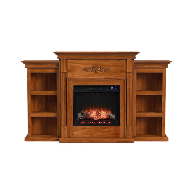 SEI Furniture Jennifer Electric Fireplace and Mantel with Bookshelves