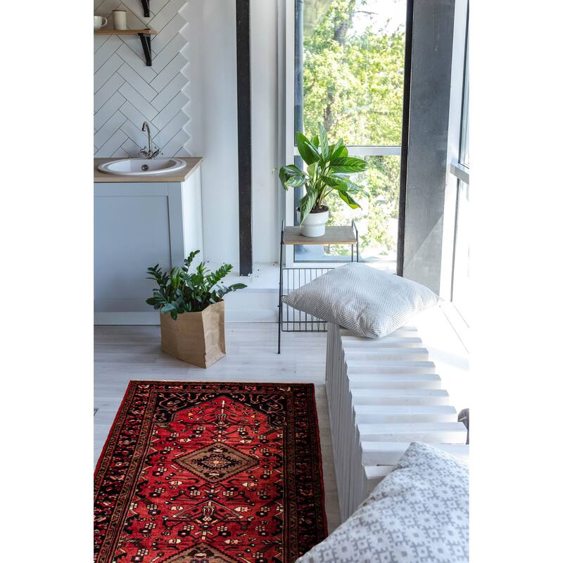 ECARPETGALLERY Hand-knotted Andelz Red Wool Rug - 3'6 x 9'3