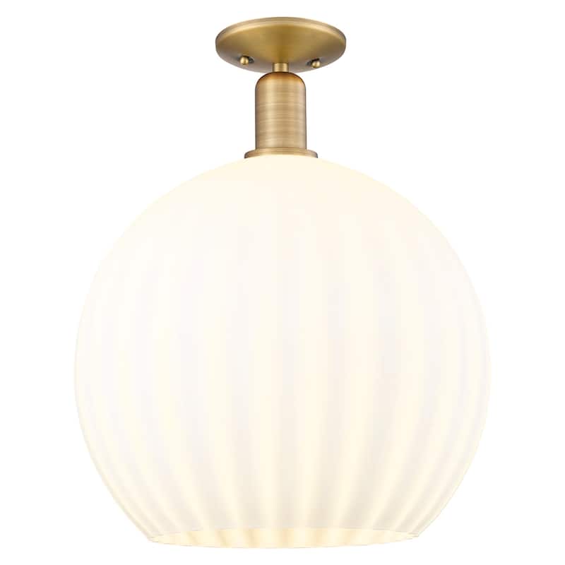Innovations Lighting 716-1C-19-14 White Venetian Semi-Flush White - Brushed Brass / White Venetian