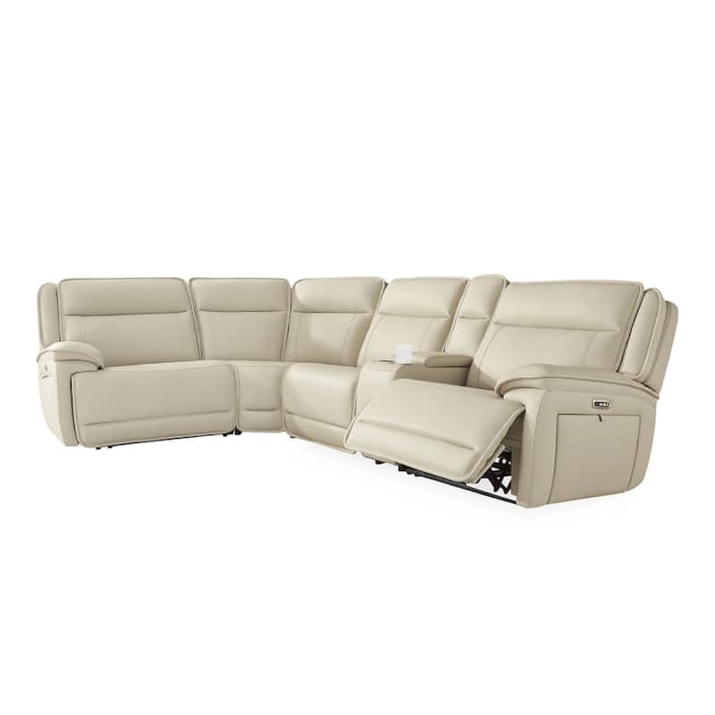 Signature Design by Ashley Double Deal Beige 5-Piece Reclining Sectional with Console - 136.25"W x 90.75"D x 42.5"H