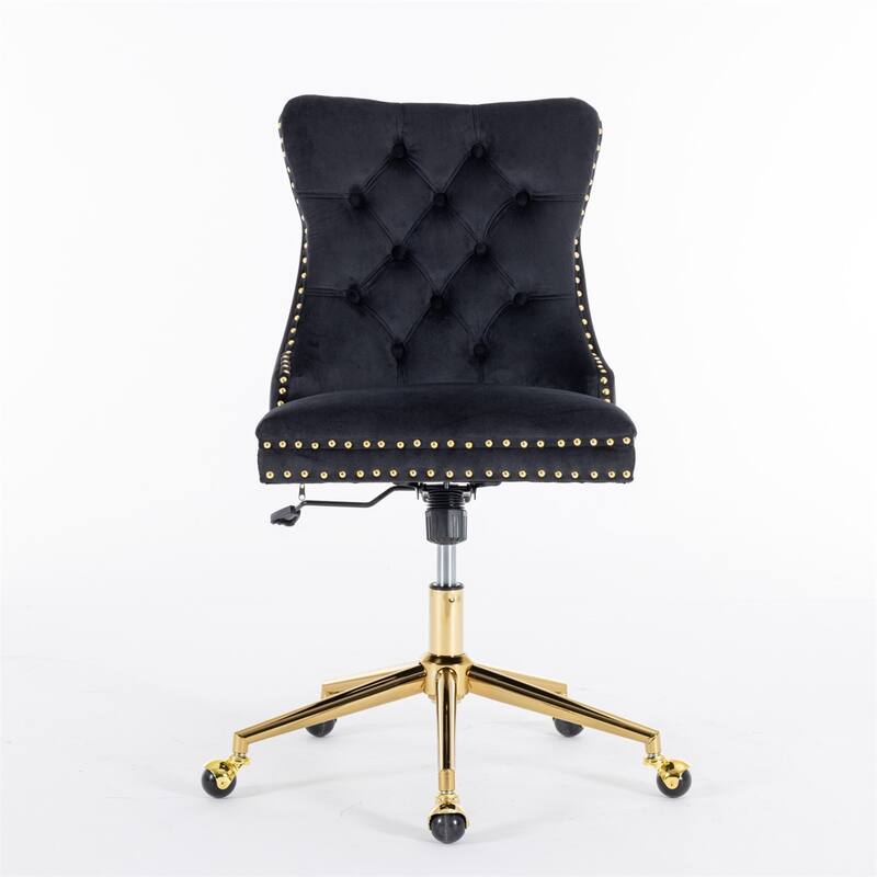 Velvet Home Swivel Adjustable Office Desk Chair with Golden Metal Base