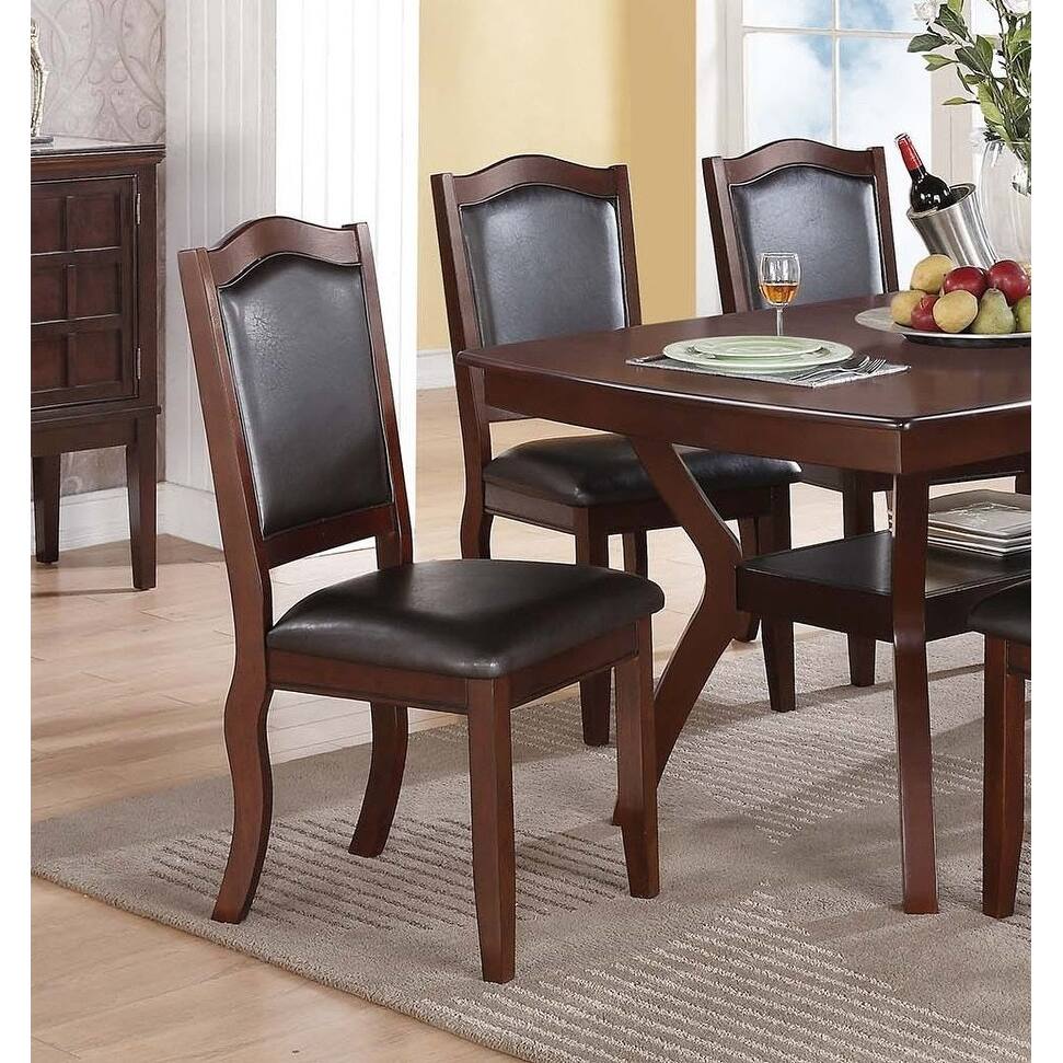 Transitional Style Dining Chairs Arched Backrest Padded Chair Espresso Finish