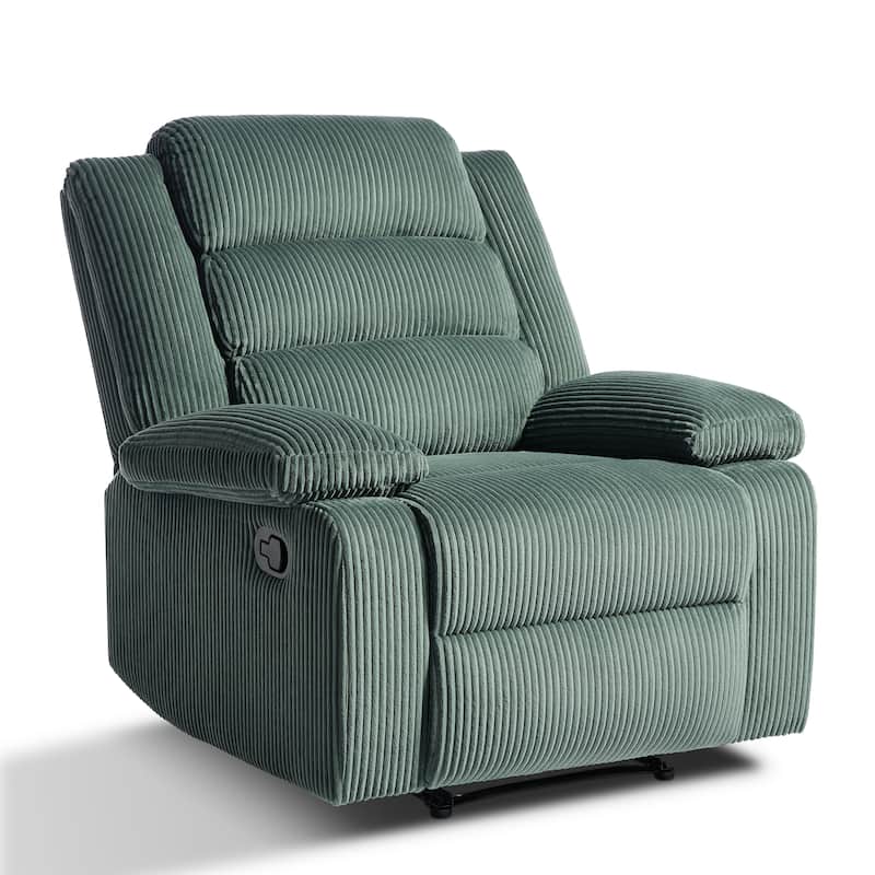 Classic Corduroy Upholstered Push Back Manual Recliner Chair