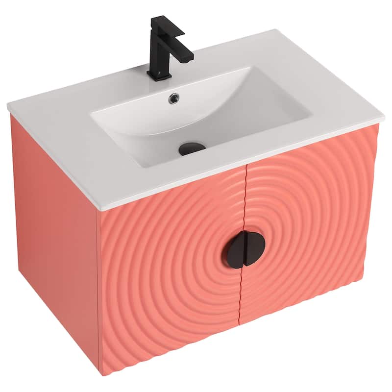 Pellabay Modern Bathroom Vanity with Fluted Circular Doors - Sink Included