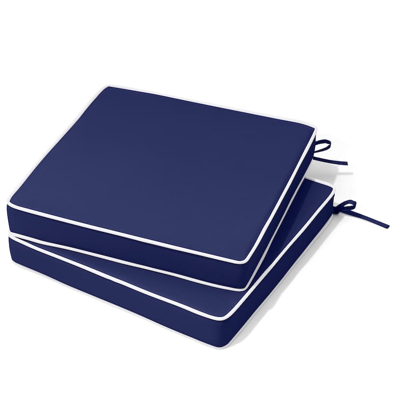 VredHom 17''/18.8'' Square Outdoor Chair Pad (Set of 2/4) - NavyBlue-2PC - 17''X17''X2.5''
