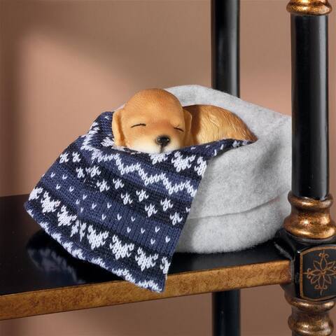 Design Toscano Labrador Sleepy Time Puppy Statue with Dog Bed