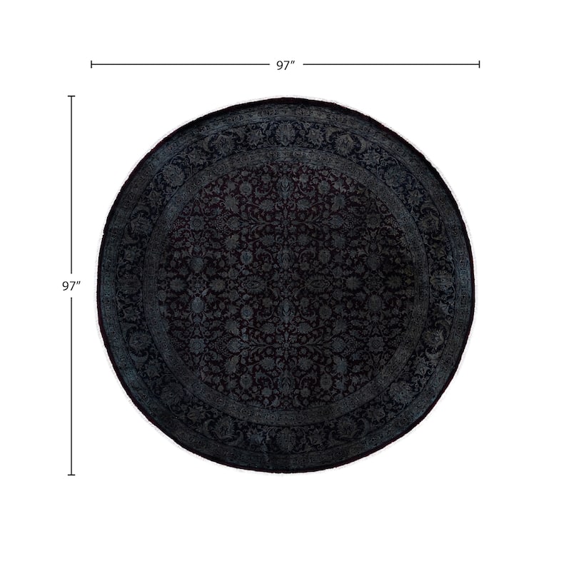 Overdyed One-of-a-Kind Hand-Knotted Round Area Rug - Gray - 8' 1" x 8' 1"