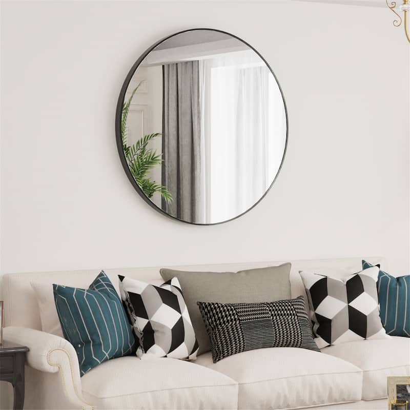 Firm Round Wall Mirror Modern Accent Makeup Mirror for Home Room Decor