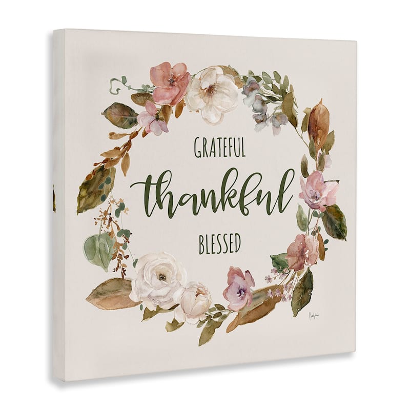 Stupell Elegant Gratitude Wreath Canvas Wall Art Design By Livi Finn