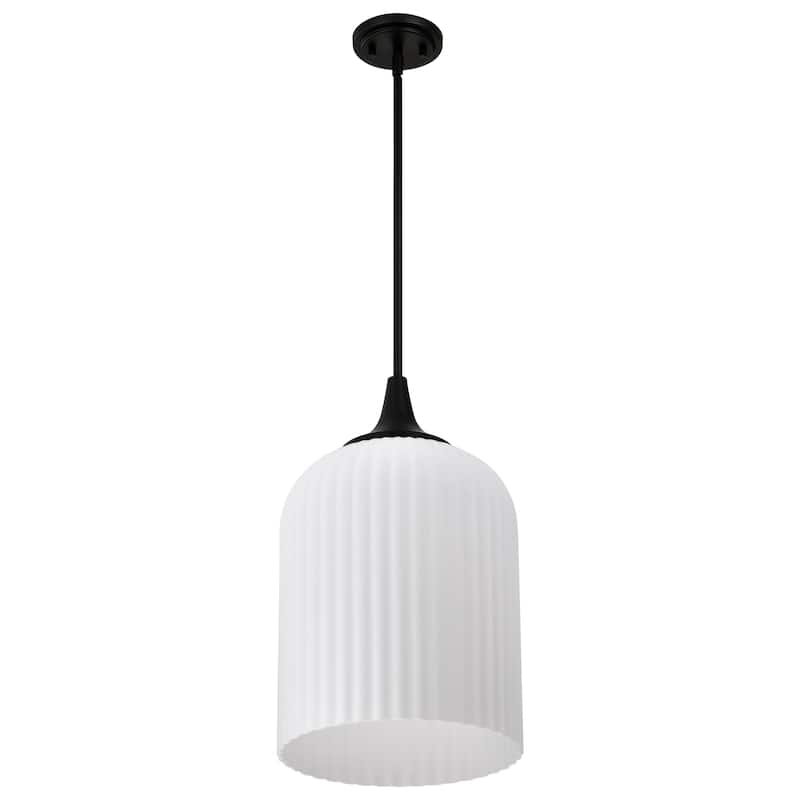 Solara Pendant Matte Black Finish Frosted Ribbed Glass - Matte Black