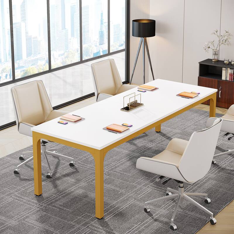 Rectangle 13FT Large Conference Table Set of 2, 78.74-Inch Meeting Seminar Table, Long Business Table