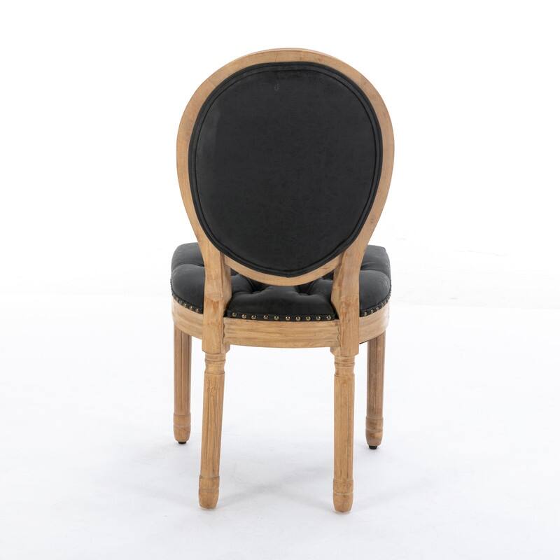French Style PU Leather Upholstered Dining Chairs Set of 2 with Solid Wood Frame